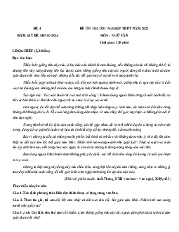 Đề thi thử THPT Quốc gia 2022 môn Ngữ văn bám sát đề minh họa - Đề 4 (có lời giải)