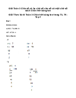 Giải Toán 3: Chia số có ba chữ số cho số có một chữ số | Chân trời sáng