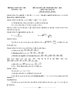 Đề thi thử Toán 10 lần 1 năm 2021 – 2022 trường THPT Yên Thế – Bắc Giang