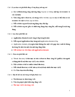 Câu hỏi trắc nghiệm Asp.net