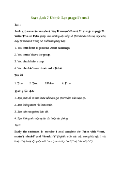 Giải Tiếng Anh 7 Unit 6: Language Focus 2 | Friends Plus