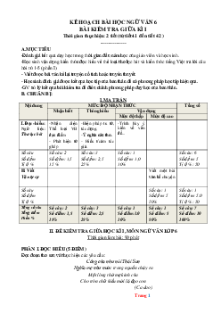Đề kiểm tra giữa HK1 Ngữ Văn 6 Chân trời sáng tạo (có đáp án và ma trận đề)