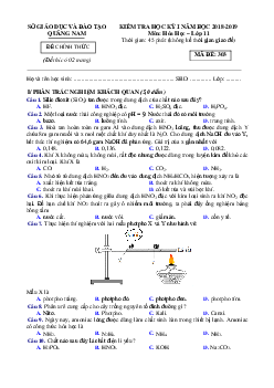 Đề thi học kỳ 1 môn Hóa lớp 11 Quảng Nam 2018-2019 (có đáp án)