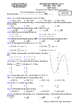 Đề thi thử Toán THPTQG 2019 lần 1 liên trường THPT thành phố Vinh – Nghệ An
