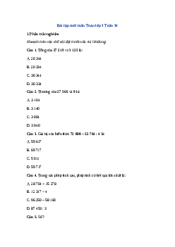 Phiếu bài tập cuối tuần lớp 3 môn Toán - Tuần 34 | Kết nối tri thức