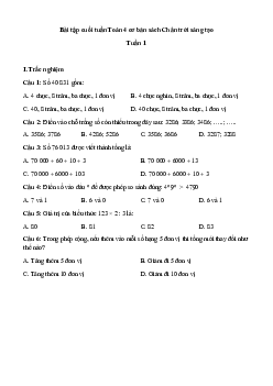 Bài tập cuối tuần Toán lớp 4 Chân trời sáng tạo - Tuần 1