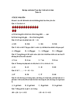 Phiếu bài tập cuối tuần lớp 3 môn Toán - Tuần 16 (cơ bản) | Kết nối tri thức