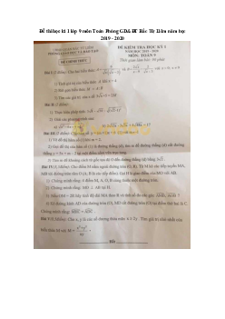 Đề thi KSCL lớp 9 môn Toán Phòng GD&ĐT thành phố Lào Cai năm học 2019 - 2020 (đề số 2)