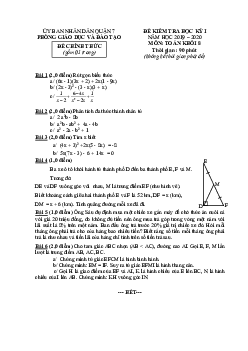 Đề thi học kỳ 1 Toán 8 năm 2019 – 2020 phòng GD&ĐT Quận 7 – TP HCM