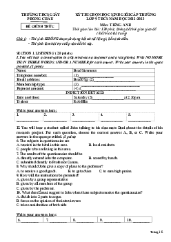 Đề thi chọn HSG cấp trường lớp 9 THCS năm 2022-2023 môn Tiếng Anh - Trường THCS Giấy Phong Châu