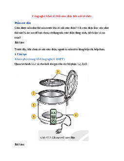Công nghệ 6 bài 12 Nồi cơm điện Kết nối tri thức