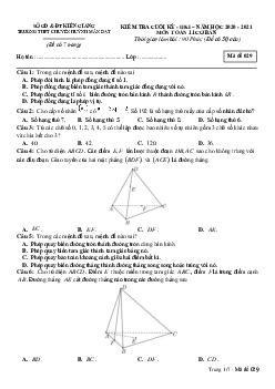 Đề thi HK1 Toán 11 cơ bản năm 2020 – 2021 trường chuyên Huỳnh Mẫn Đạt – Kiên Giang