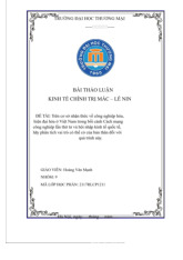 Trên cơ sở nhận thức về công nghiệp hóa, hiện đại hóa ở Việt Nam trong bối cảnh Cách mạng công nghiệp lần thứ tư và hội nhập kinh tế quốc tế, hãy phân tích vai trò có thể có của bản thân đối với quá trình này | Bài thảo luận kinh tế chính trị