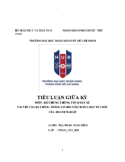 Tiểu luận: vai trò hệ thống thông tin đối với chiến lược của tổ chức doanh nghiệp