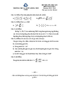 Đề thi giữa học kì 1 Toán 7 năm 2021 – 2022 trường Lương Thế Vinh – Hà Nội