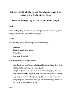 Giải Lịch sử Địa lí lớp 4 Bài 12: Dân cư, hoạt động sản xuất và một số nét văn hóa ở vùng Duyên hải miền Trung| Cánh diều