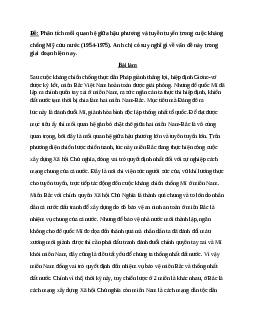 Phân tích mối quan hệ giữa hậu phương và tuyền tuyến trong cuộc kháng chiến chống Mỹ cứu nước (1954-1975)