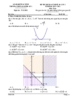 Đề khảo sát Toán 10 lần 1 năm 2023 – 2024 trường THPT Gia Bình 1 – Bắc Ninh