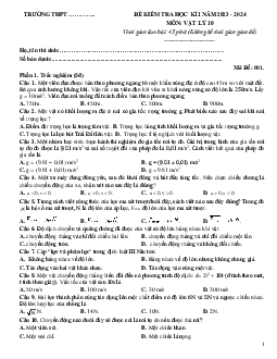 Đề thi học kì 1 môn Vật lí 10 năm 2023 - 2024 sách Kết nối tri thức với cuộc sống Đề 1