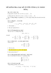 Đề kiểm tra đại số tuyến tính | Đại học Bách khoa Hà Nội