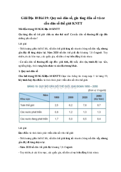 Giải Địa 10 Bài 19: Quy mô dân số, gia tăng dân số và cơ cấu dân số thế giới KNTT