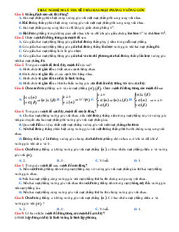 TOP 20 câu trắc nghiệm lý thuyết hai mặt phẳng vuông góc