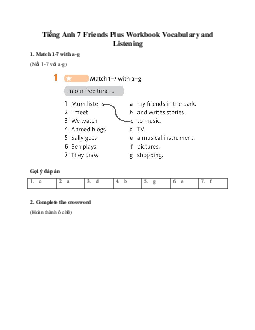 Tiếng Anh 7 Friends Plus Workbook Unit 1 Vocabulary and Listening