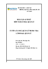 Uy tín của nhà quản lý trong việc lãnh đạo, quản lý| Tiểu luận môn Tâm lý học quản lý- Trường Đại học Lao động - Xã hội