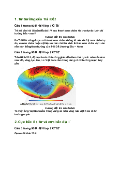 Giải SGK Khoa học tự nhiên 7 Bài 20: Từ trường Trái Đất - Sử dụng la bàn| Chân trời sáng tạo