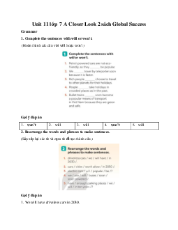 Unit 11 lớp 7 A Closer Look 2 sách Global Success