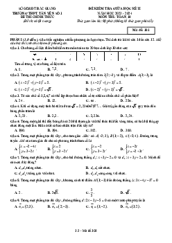 Đề thi giữa học kỳ 2 Toán 10 năm 2023 – 2024 trường THPT Tân Yên 1 – Bắc Giang