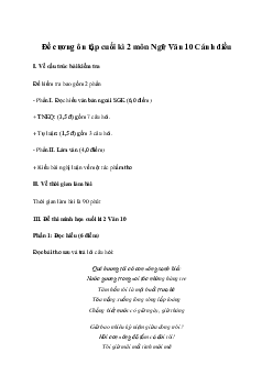 Đề cương ôn tập học kì 2 môn Ngữ văn 10 Cánh diều