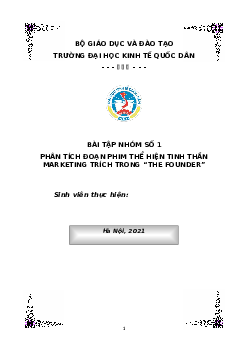 Phân tích đoạn phim thể hiện tinh thần Marketing trích trong "The Founder" | Bài tập nhóm môn Quản trị Marketing | Đại học Kinh tế Quốc Dân