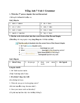 Tiếng Anh 7 Right On Unit 1 Grammar