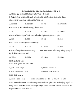 Đề ôn tập hè lớp 4 lên lớp 5 môn Toán 2024 - Đề số 3