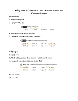 Tiếng Anh 7 Cánh Diều Unit 2 Pronunciation and Communication