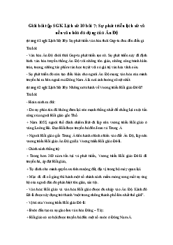 Giải bài tập SGK Lịch sử 10 bài 7: Sự phát triển lịch sử và nền văn hóa đa dạng của Ấn Độ