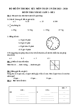 Bộ đề ôn thi học kì 1 môn Toán 3 | Kết nối tri thức