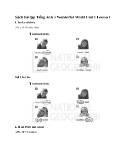 Giải Sách bài tập Tiếng Anh 3 Wonderful World Unit 1 My Family Lesson 1