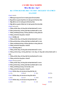 1000 câu trắc nghiệm hóa học 9 theo từng bài học