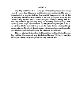 Tiểu luận ''Kết hợp phát triển kinh tế xã hội với tăng cường củng cố quốc phòng an ninh ở Việt Nam''
