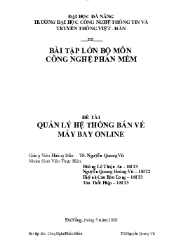 Quản lý hệ thống bán vé máy bay online