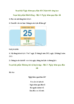 Soạn bài Ngày hôm qua đâu rồi trang 18 | Tiếng việt lớp 2 | Chân trời sáng tạo