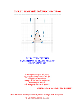181 bài tập trắc nghiệm cực trị hàm số trùng phương (chứa tham số) – Lương Tuấn Đức Toán 12