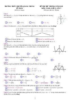 Đề thi thử Toán THPTQG 2019 trường chuyên Quang Trung – Bình Phước lần 7