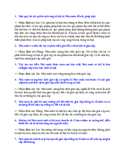 Câu hỏi nhận định đúng sai môn lý  luận nhà nước và pháp luật ?