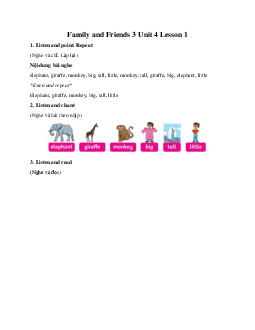Family and Friends 3 Unit 4 Lesson 1 I like monkeys!