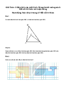 Giải Toán 3 Bài 51: Diện tích của một hình. Xăng-ti-mét vuông | Kết nối tri thức