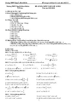 Đề cương HK1 Toán 11 năm 2019 – 2020 trường Nguyễn Bỉnh Khiêm – Gia Lai