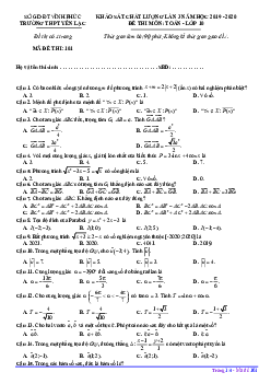 Đề khảo sát Toán 10 lần 3 năm 2019 – 2020 trường THPT Yên Lạc – Vĩnh Phúc
